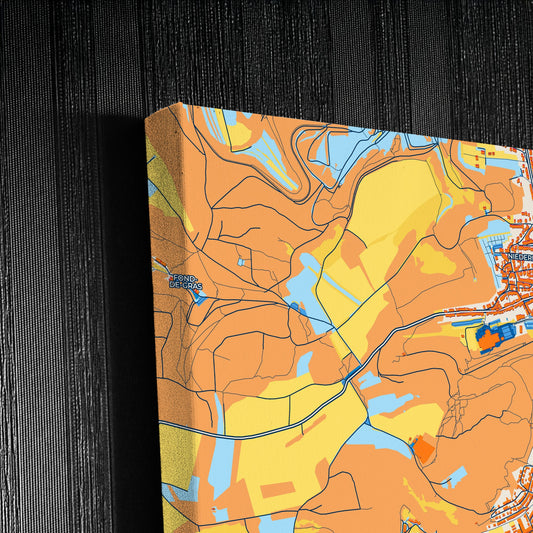 Differdange  Luxembourg Colorful City Map Canvas Print Detail