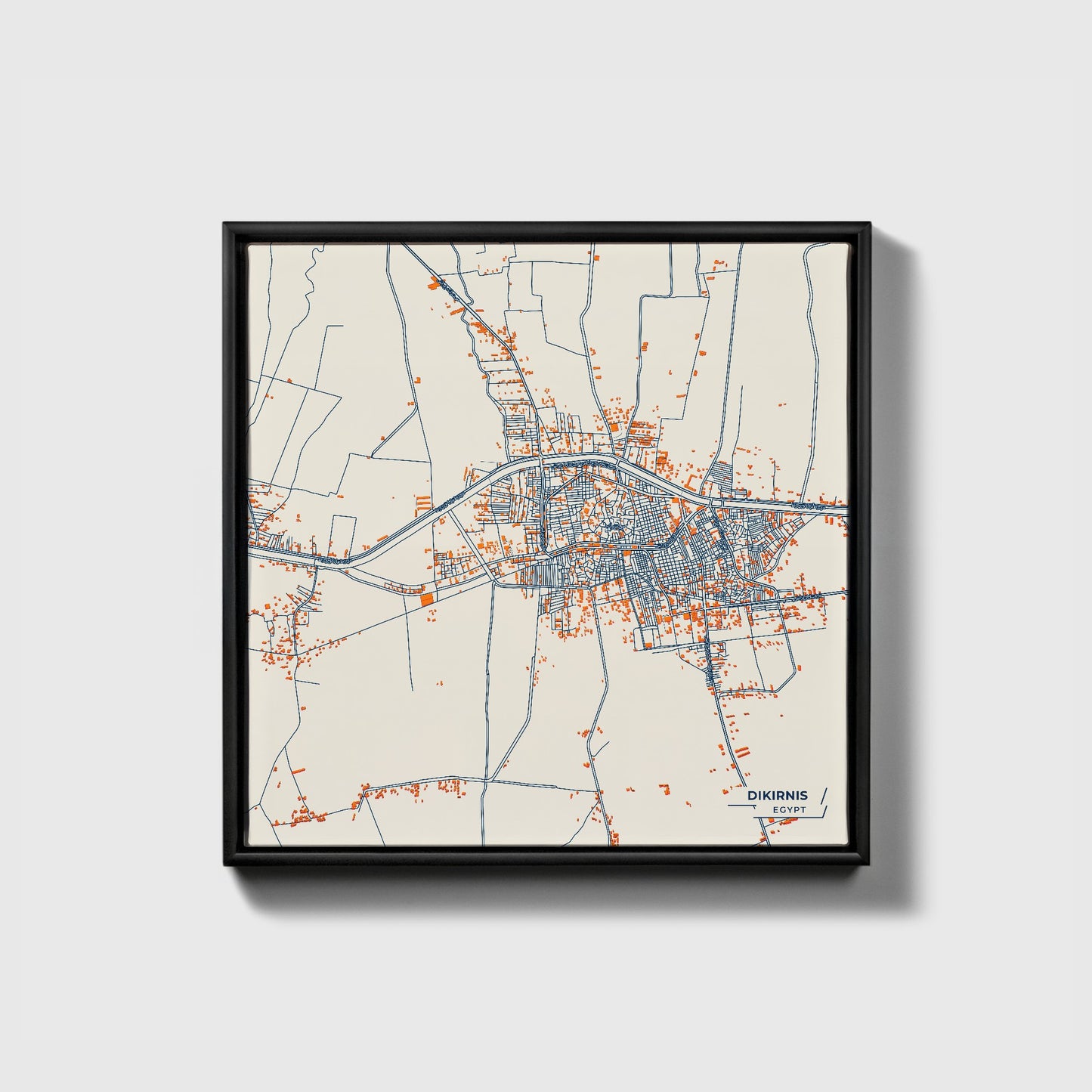 Dikirnis Egypt Colorful City Map Canvas Print • Black Framed