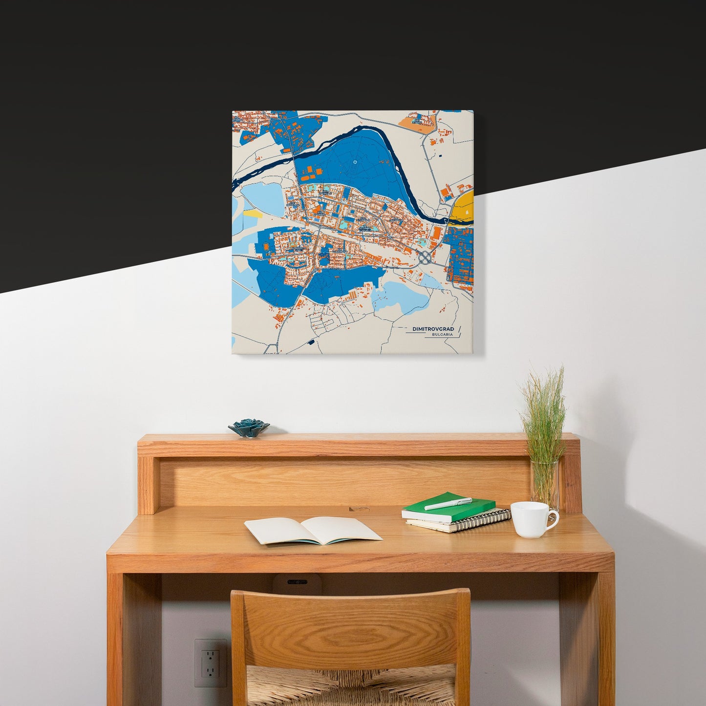 Димитровград Bulgaria Colorful City Map Canvas Print Scene