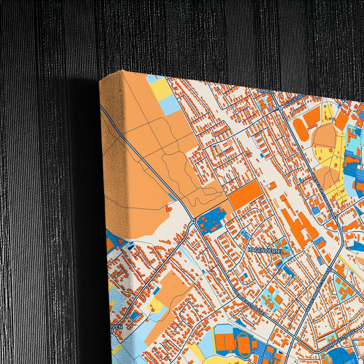 Dinslaken Germany Colorful City Map Canvas Print Detail