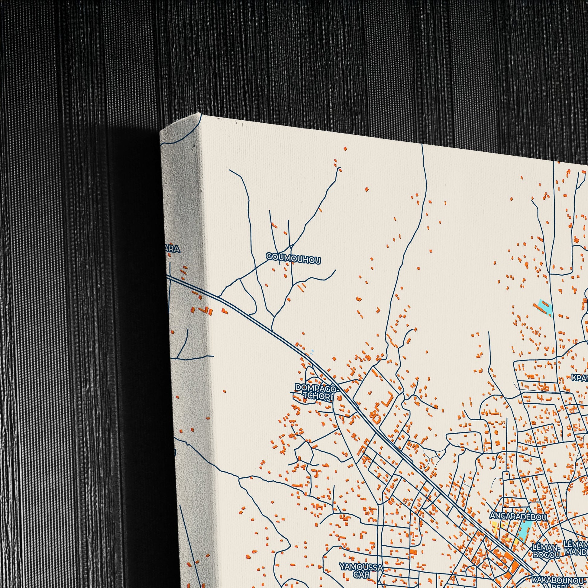 Djougou Benin Colorful City Map Canvas Print Detail