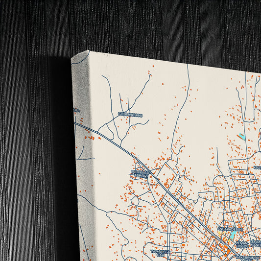 Djougou Benin Colorful City Map Canvas Print Detail