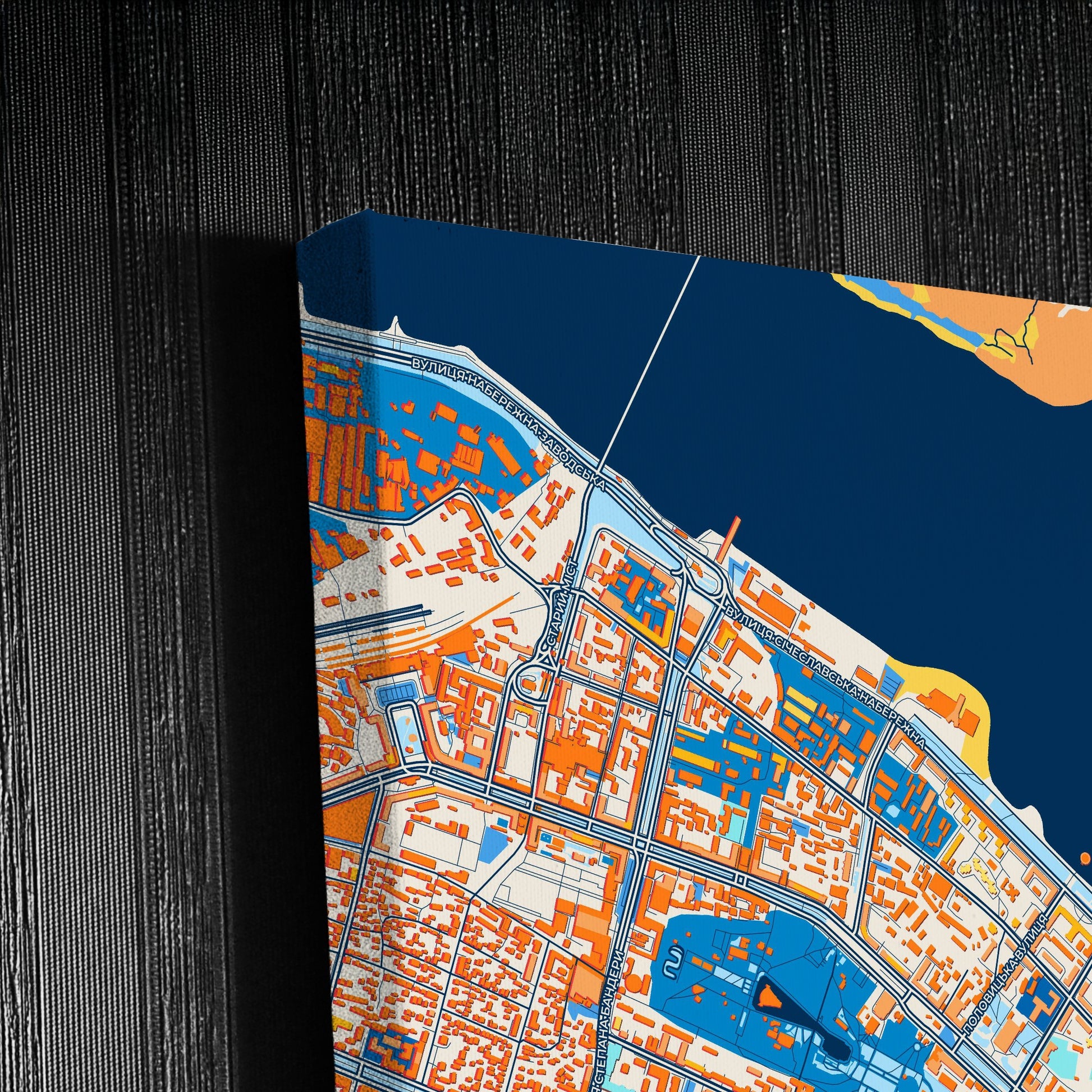 Дніпро Ukraine Colorful City Map Canvas Print Detail