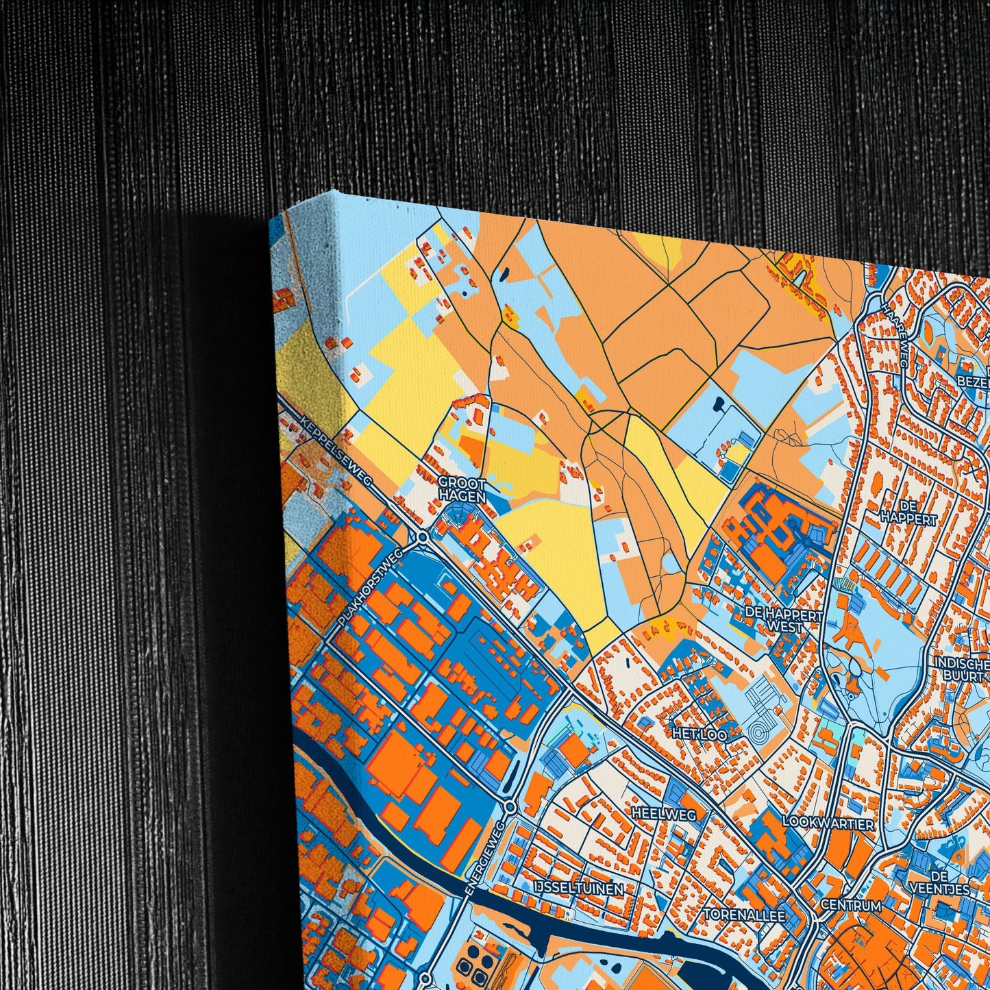 Doetinchem Netherlands Colorful City Map Canvas Print Detail