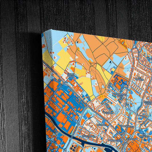 Doetinchem Netherlands Colorful City Map Canvas Print Detail