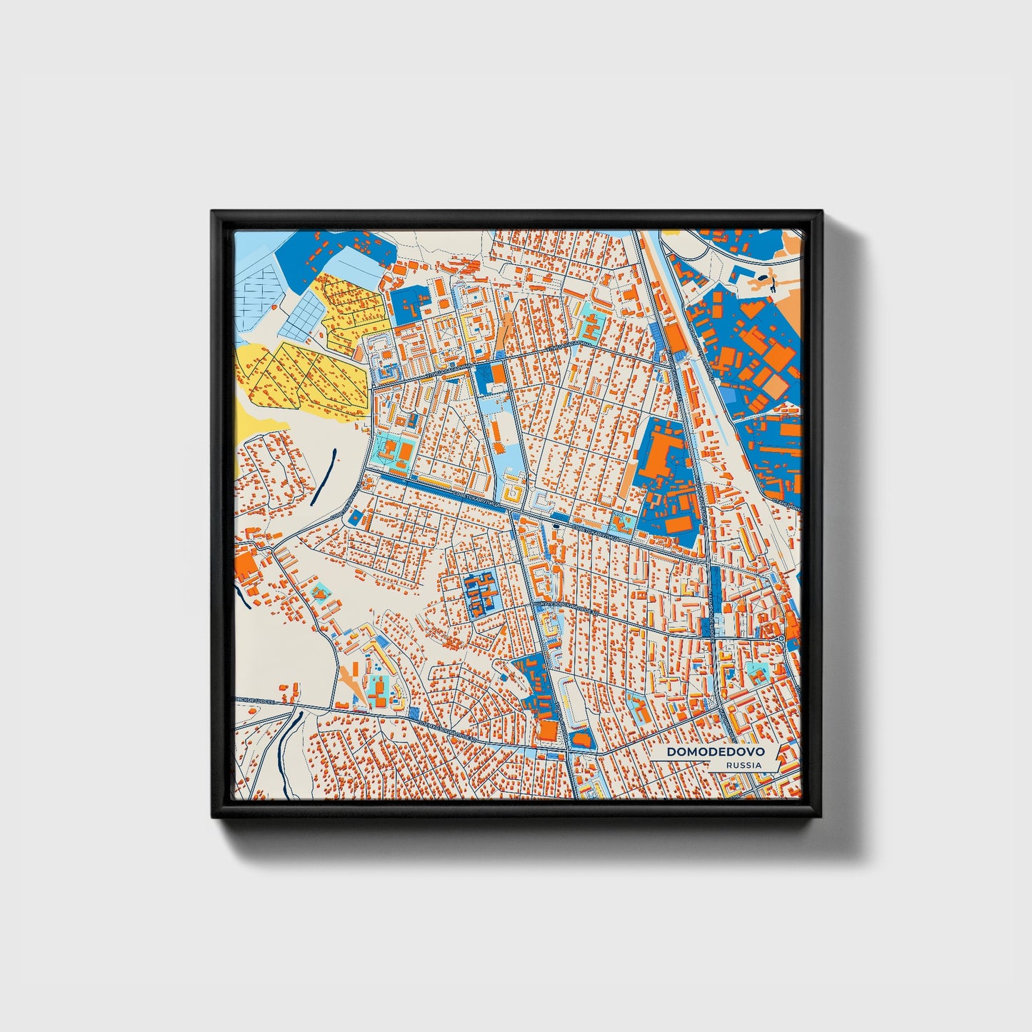 Домодедово Russia Colorful City Map Canvas Print • Black Framed