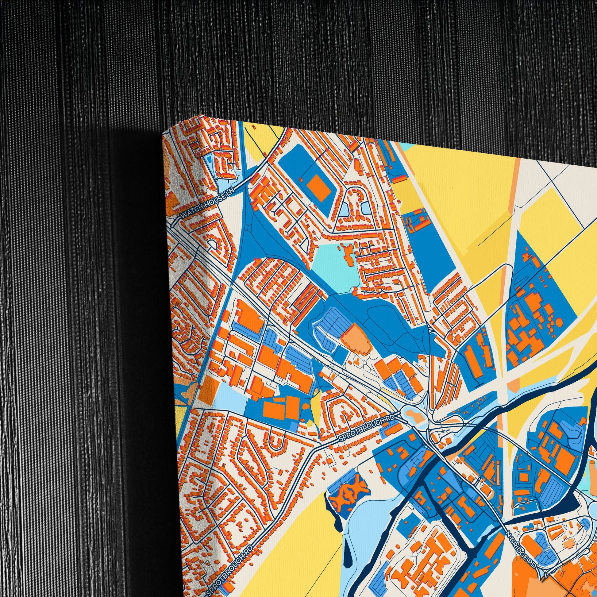 Doncaster England Colorful City Map Canvas Print Detail