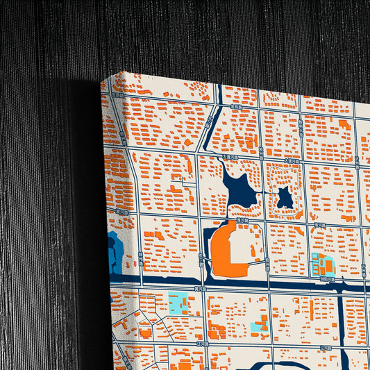 Dongying China Colorful City Map Canvas Print Detail