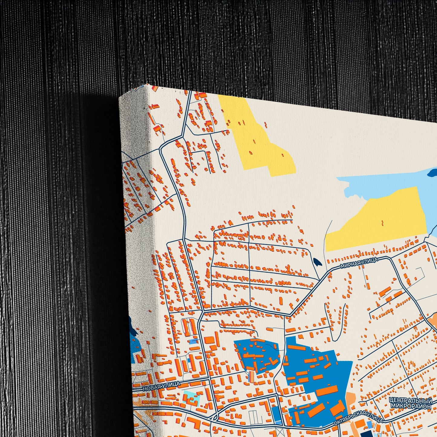 Донской Russia Colorful City Map Canvas Print Detail