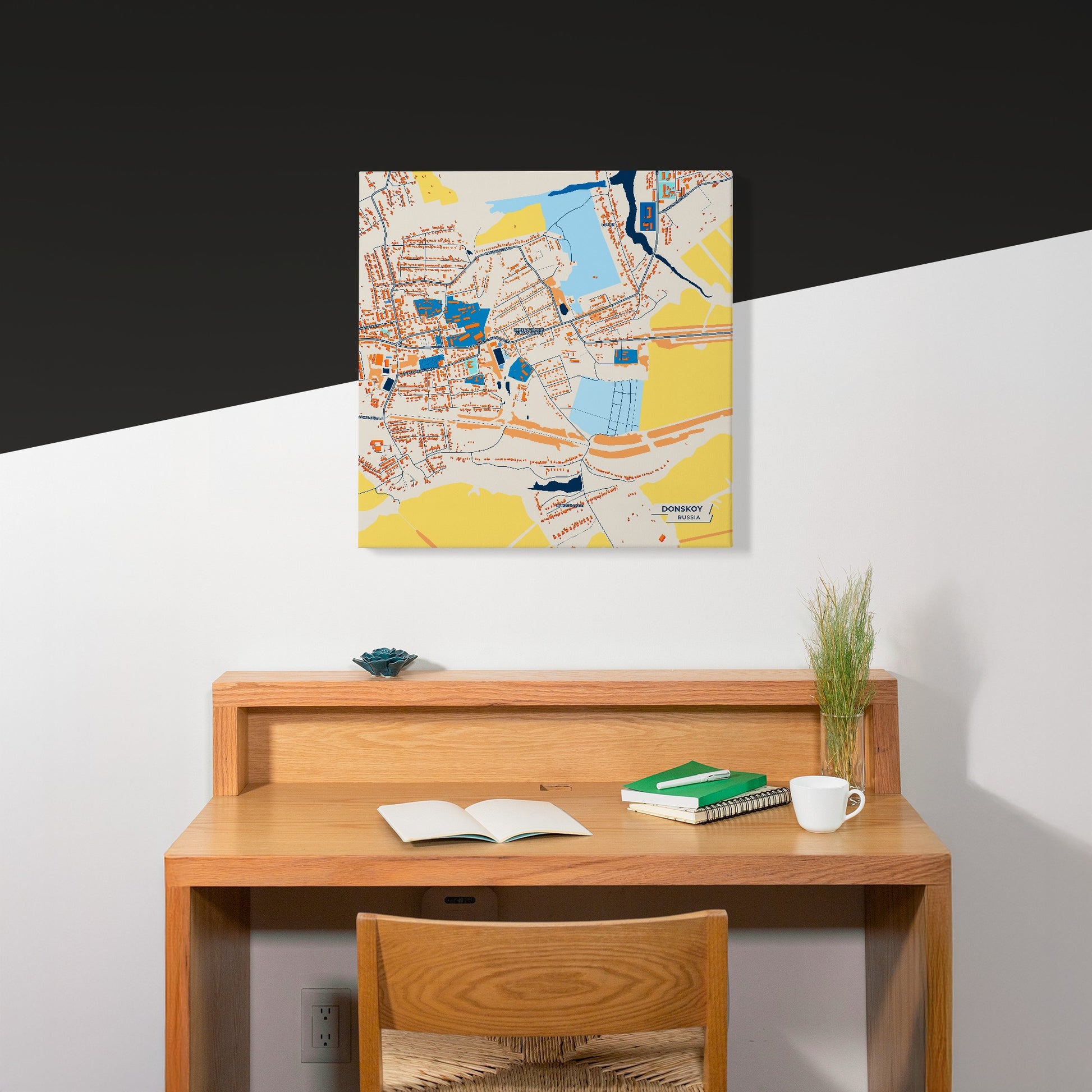 Донской Russia Colorful City Map Canvas Print Scene