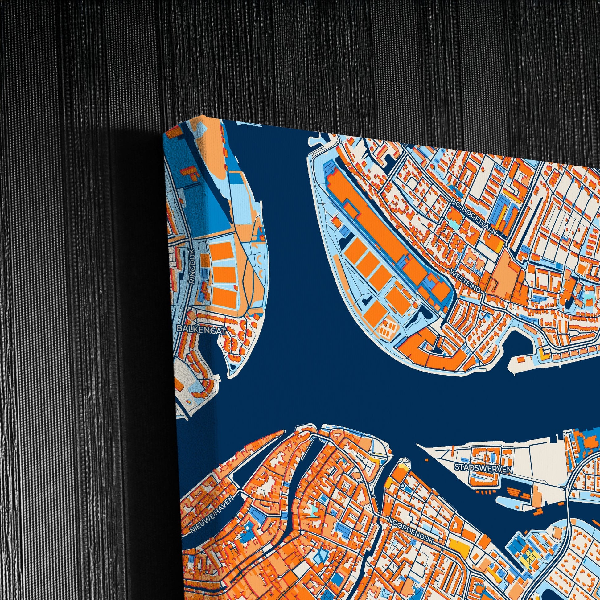 Dordrecht Netherlands Colorful City Map Canvas Print Detail