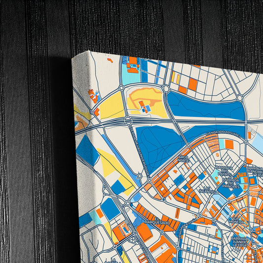 Dos Hermanas Spain Colorful City Map Canvas Print Detail