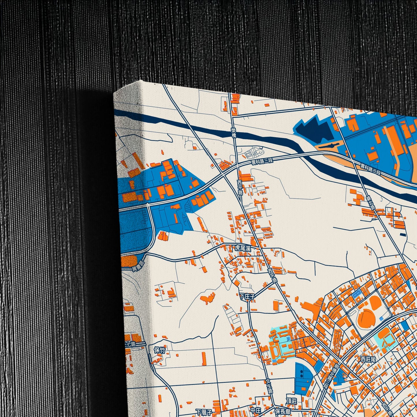 Douliu Taiwan Colorful City Map Canvas Print Detail