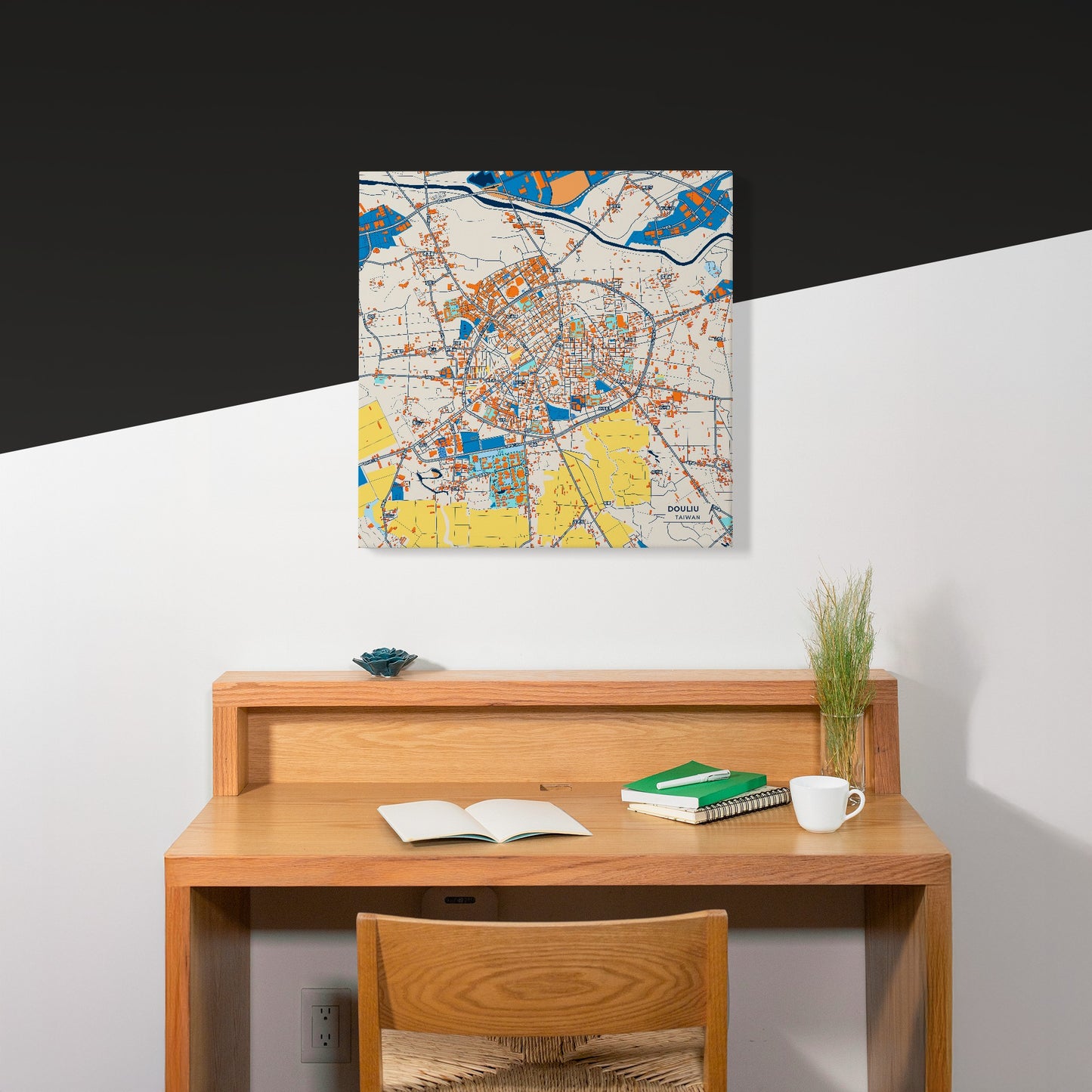Douliu Taiwan Colorful City Map Canvas Print Scene