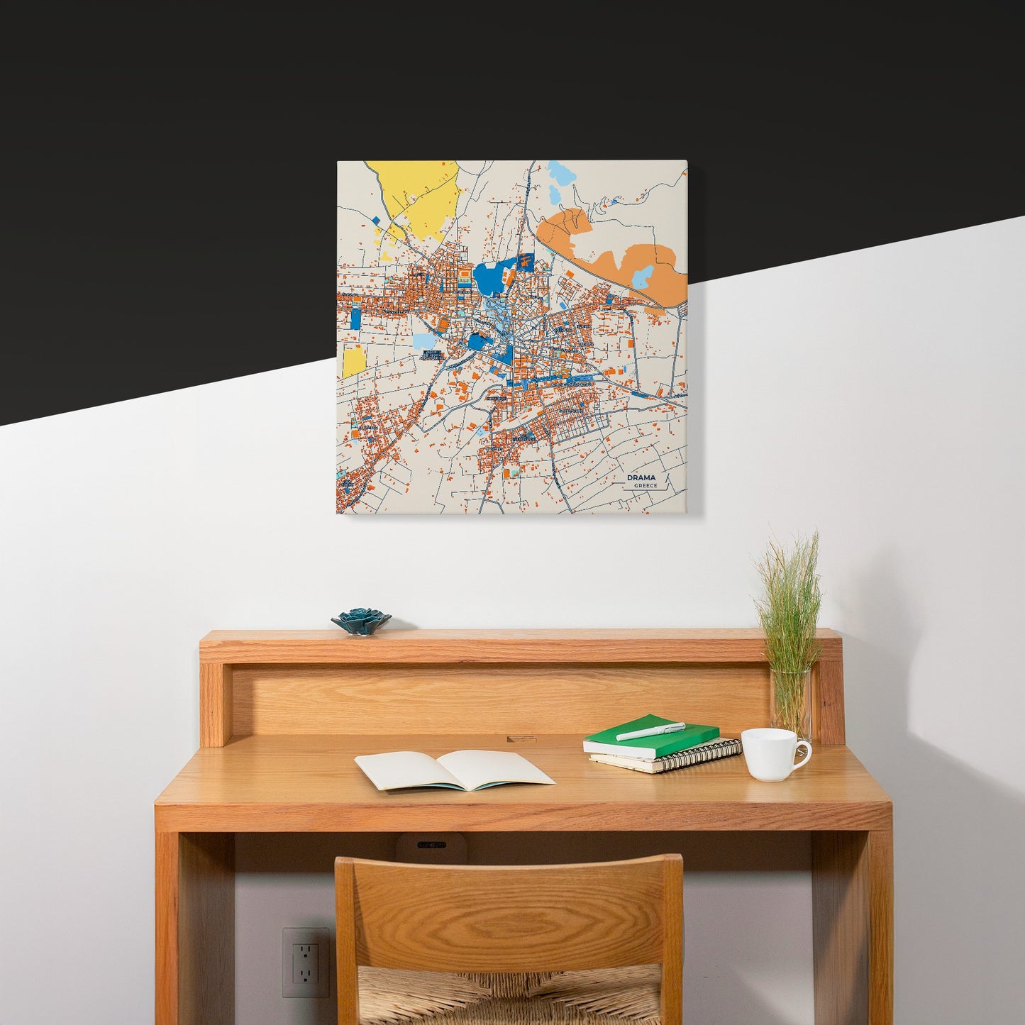Δραμα Greece Colorful City Map Canvas Print Scene