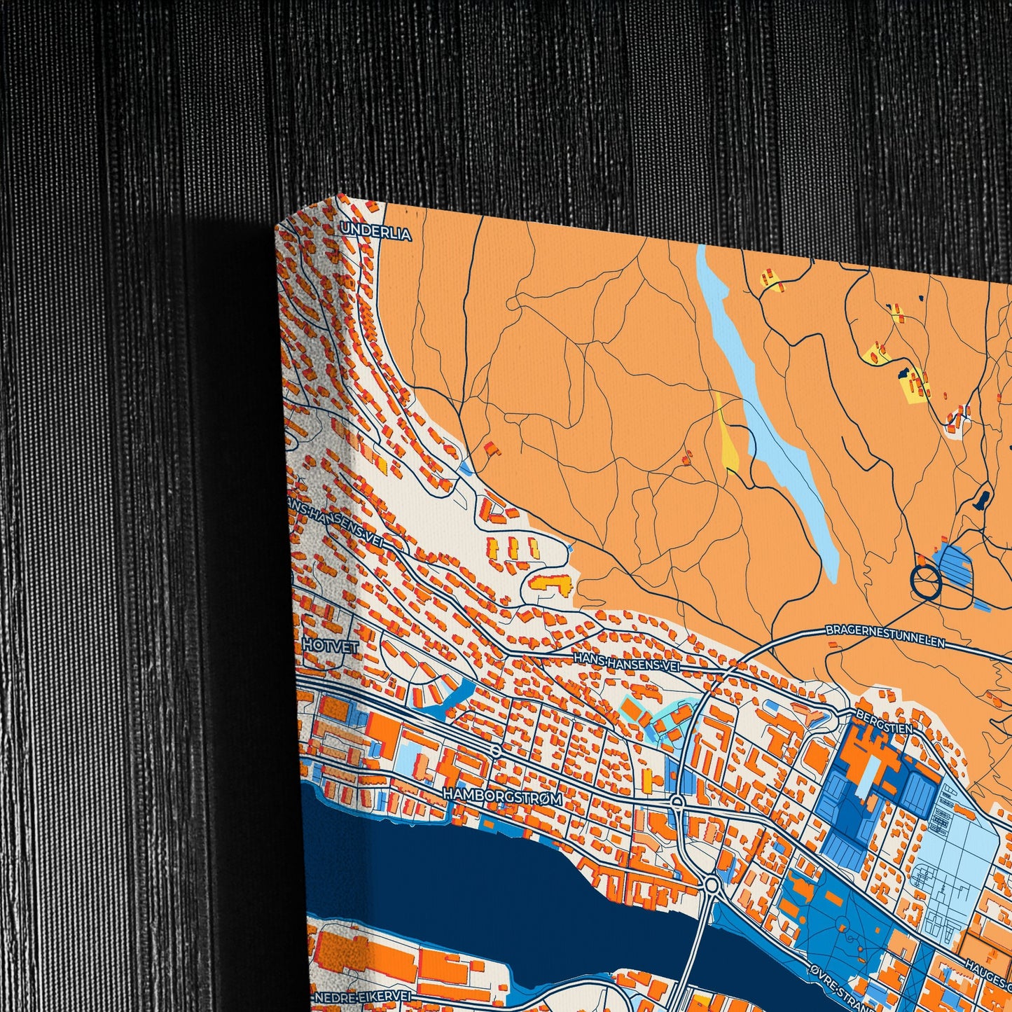 Drammen Norway Colorful City Map Canvas Print Detail
