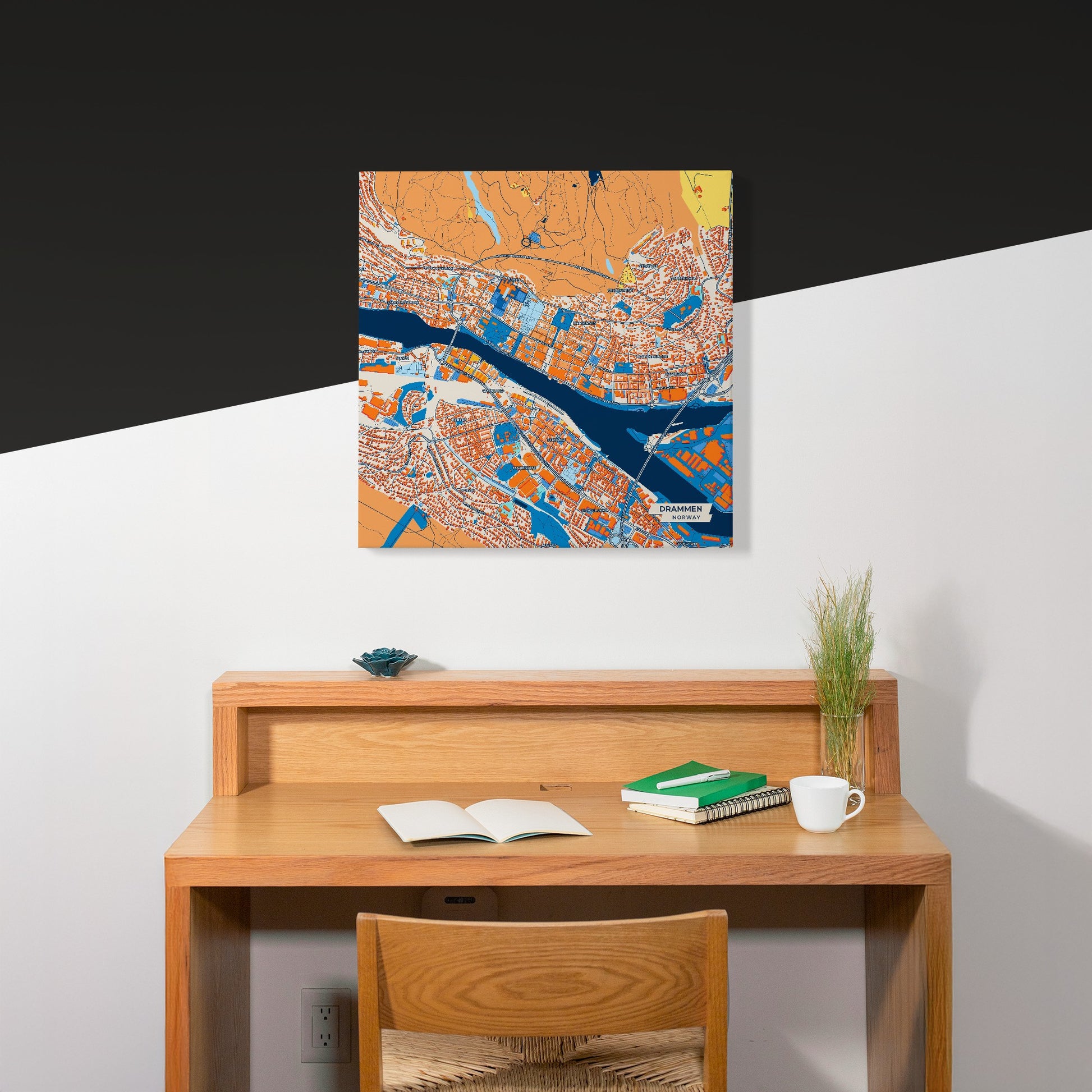 Drammen Norway Colorful City Map Canvas Print Scene