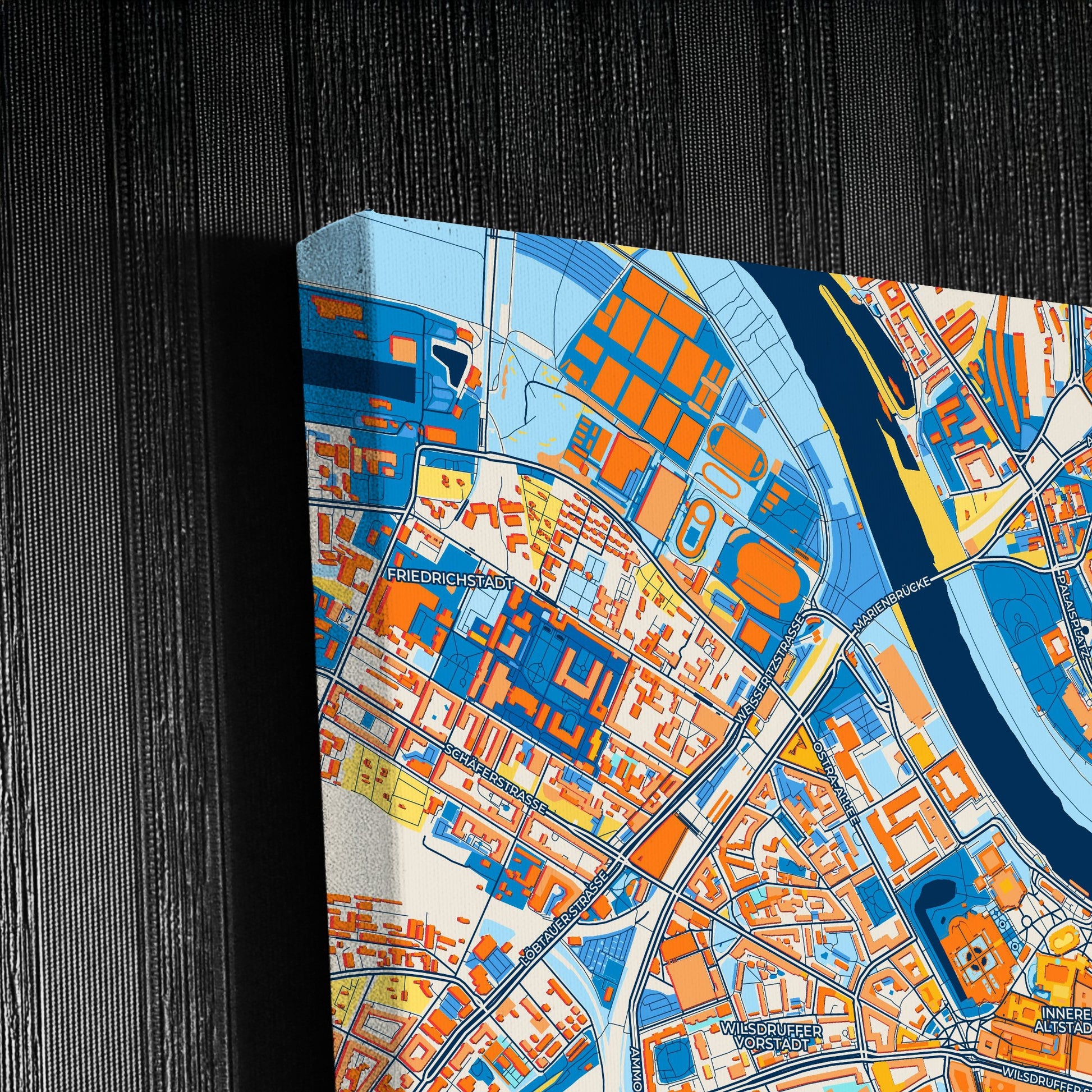 Dresden Germany Colorful City Map Canvas Print Detail