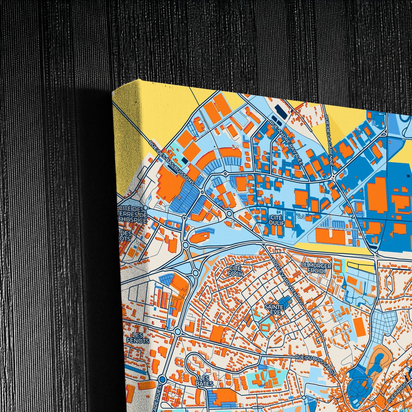 Dreux France Colorful City Map Canvas Print Detail