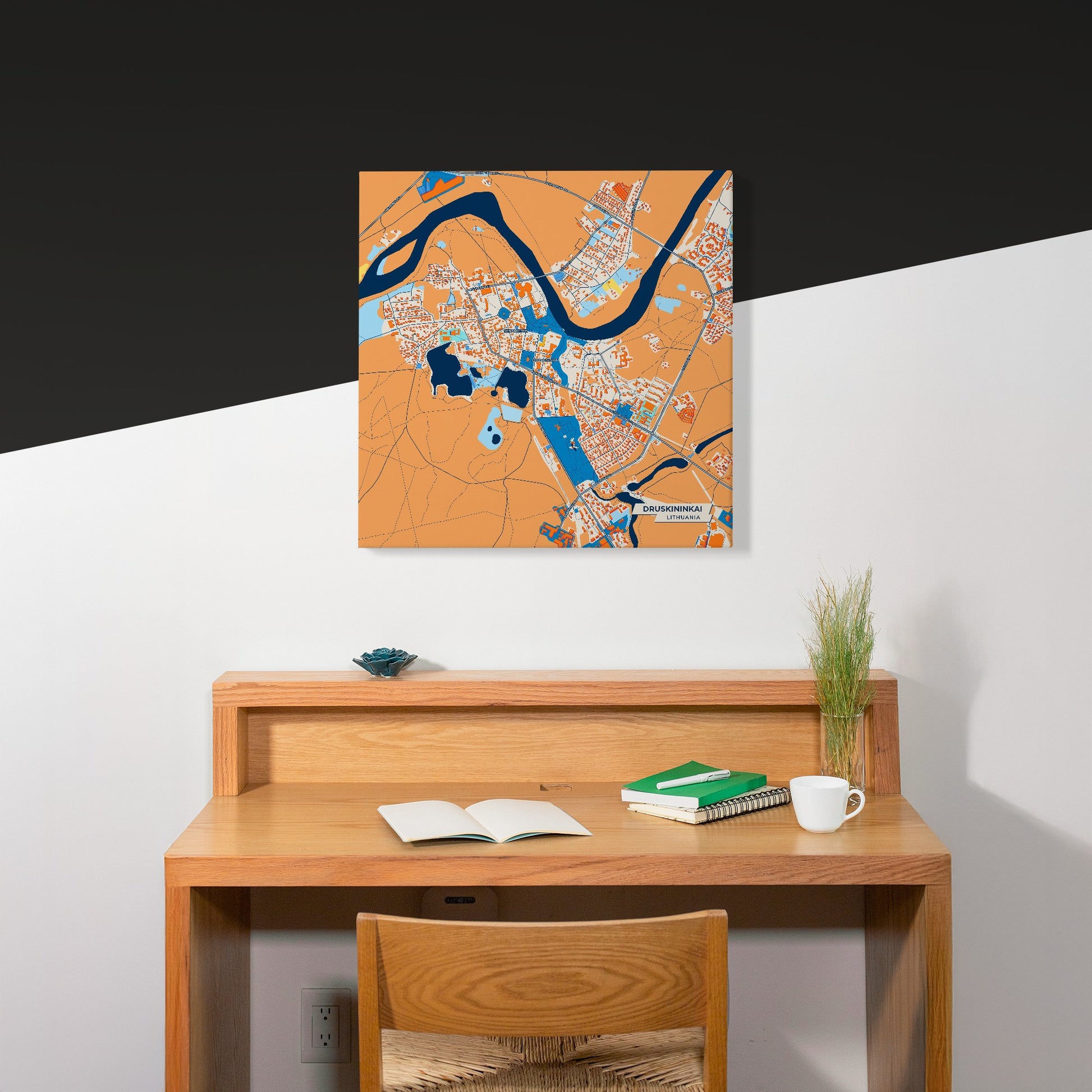 Druskininkai Lithuania Colorful City Map Canvas Print Scene