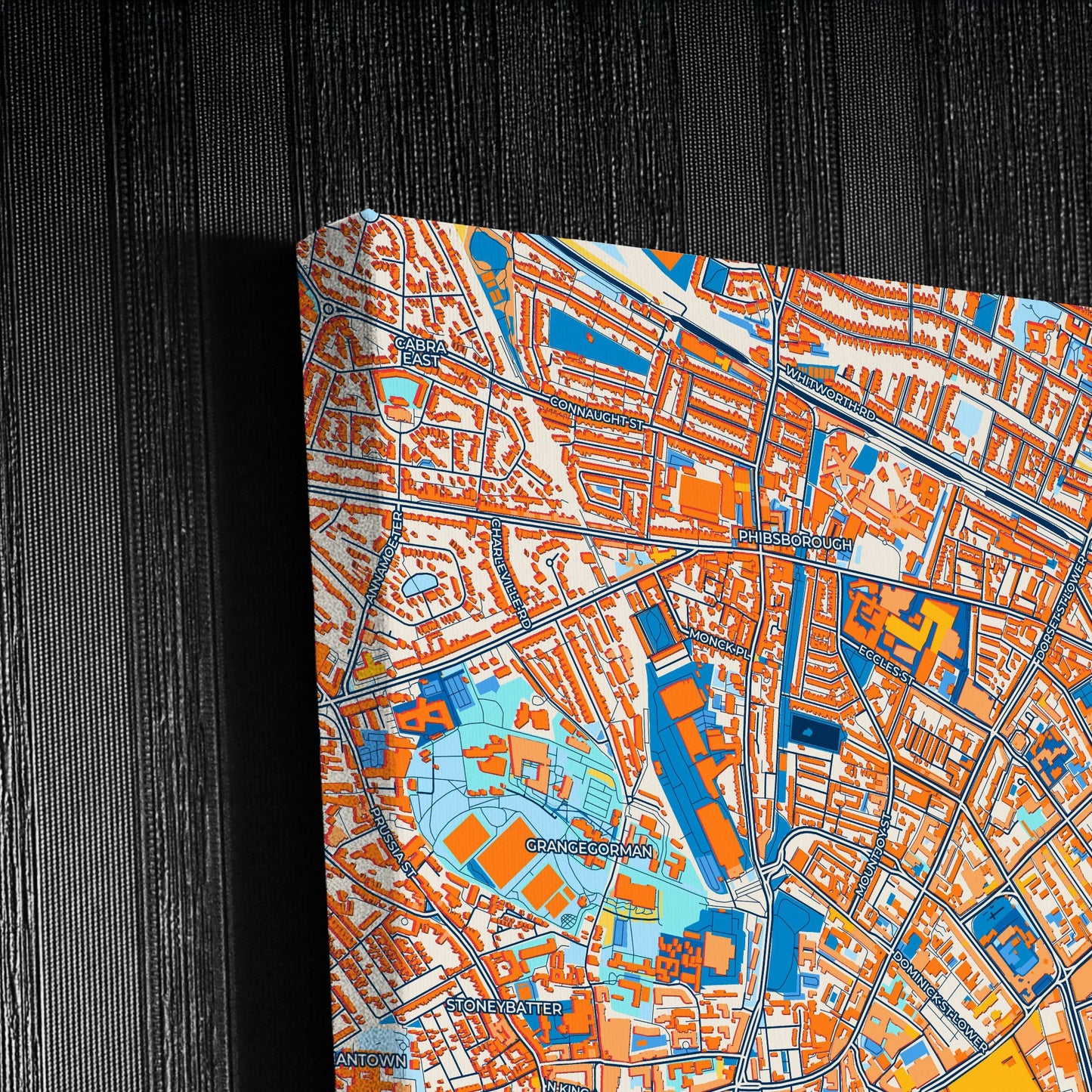 Dublin Ireland Colorful City Map Canvas Print Detail