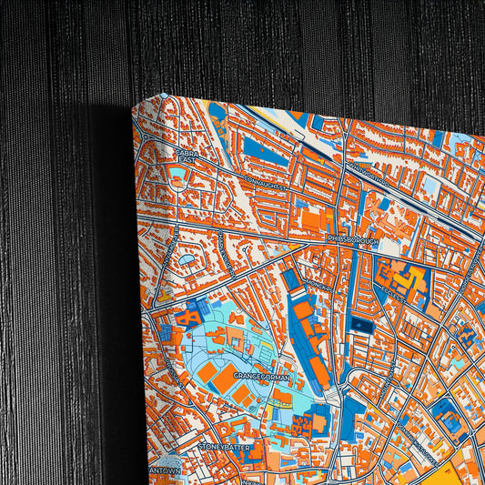 Dublin Ireland Colorful City Map Canvas Print Detail