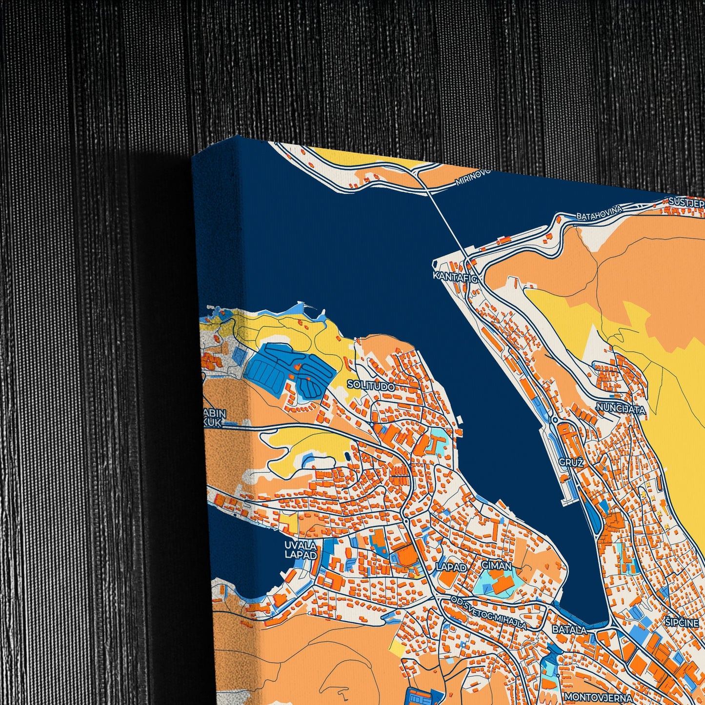 Dubrovnik Croatia Colorful City Map Canvas Print Detail