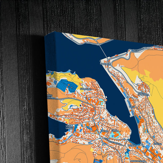 Dubrovnik Croatia Colorful City Map Canvas Print Detail