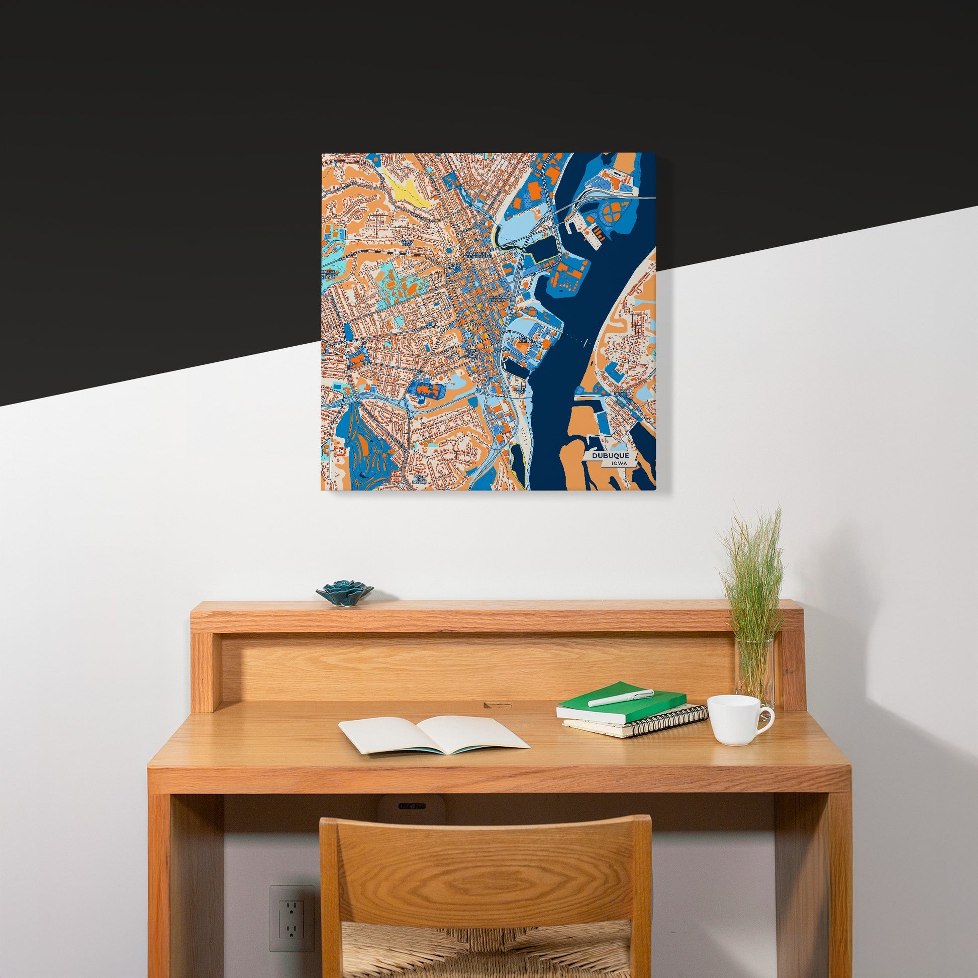 Dubuque Iowa Colorful City Map Canvas Print Scene