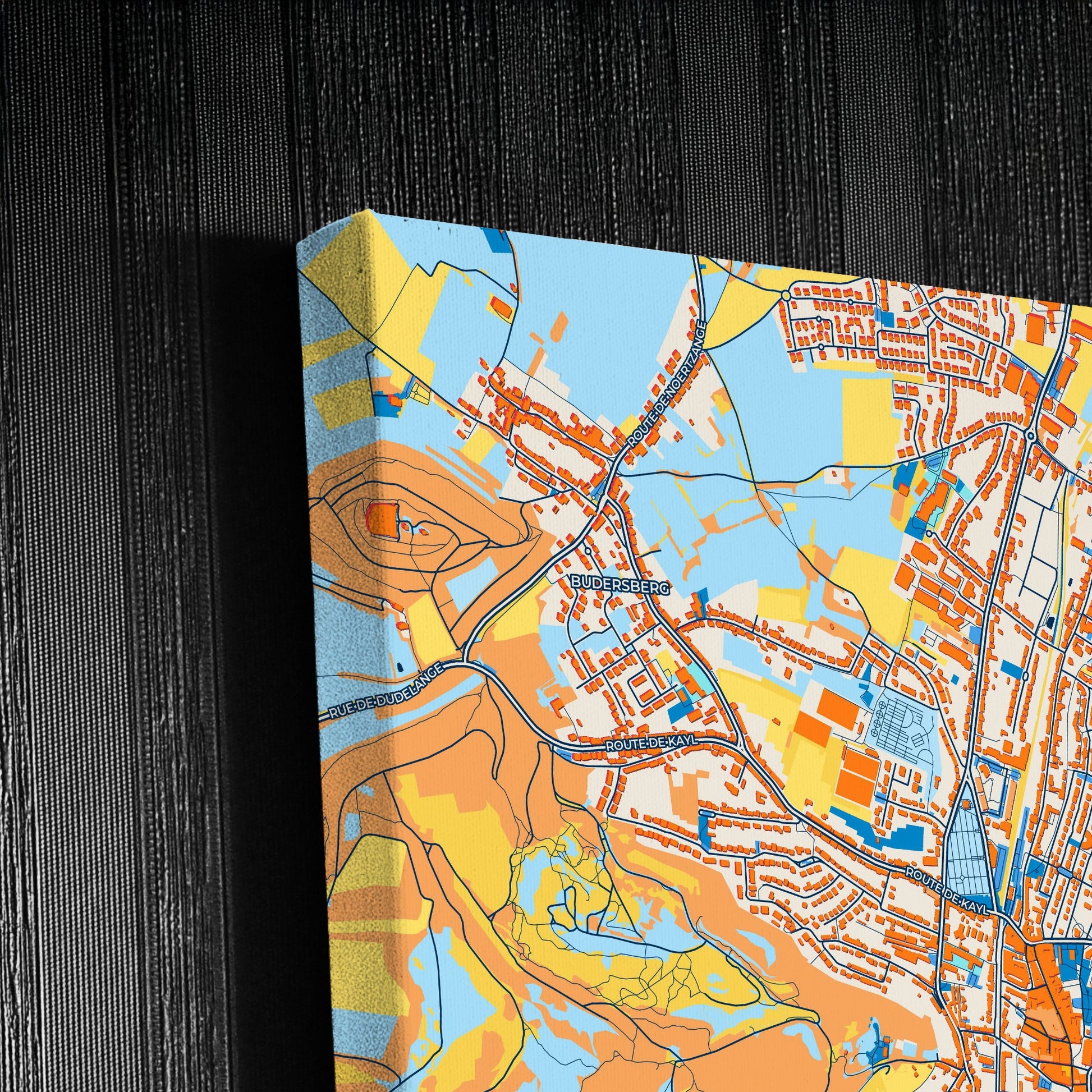 Dudelange Luxembourg Colorful City Map Canvas Print Detail