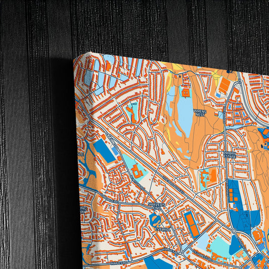 Dudley England Colorful City Map Canvas Print Detail