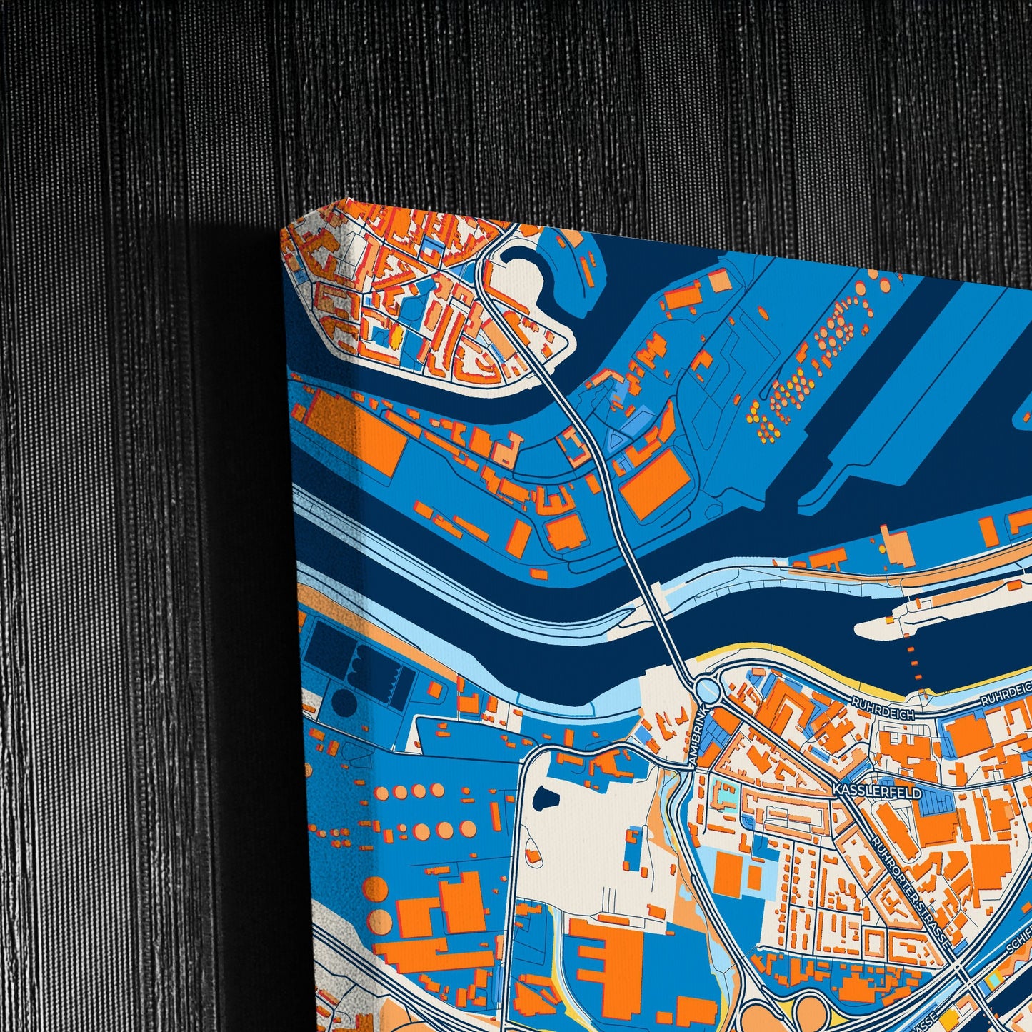 Duisburg Germany Colorful City Map Canvas Print Detail