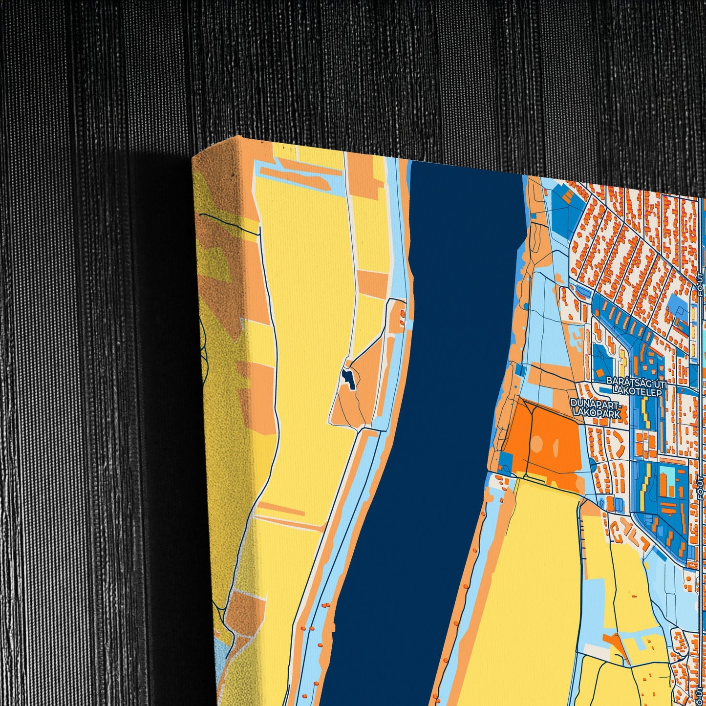 Dunakeszi Hungary Colorful City Map Canvas Print Detail