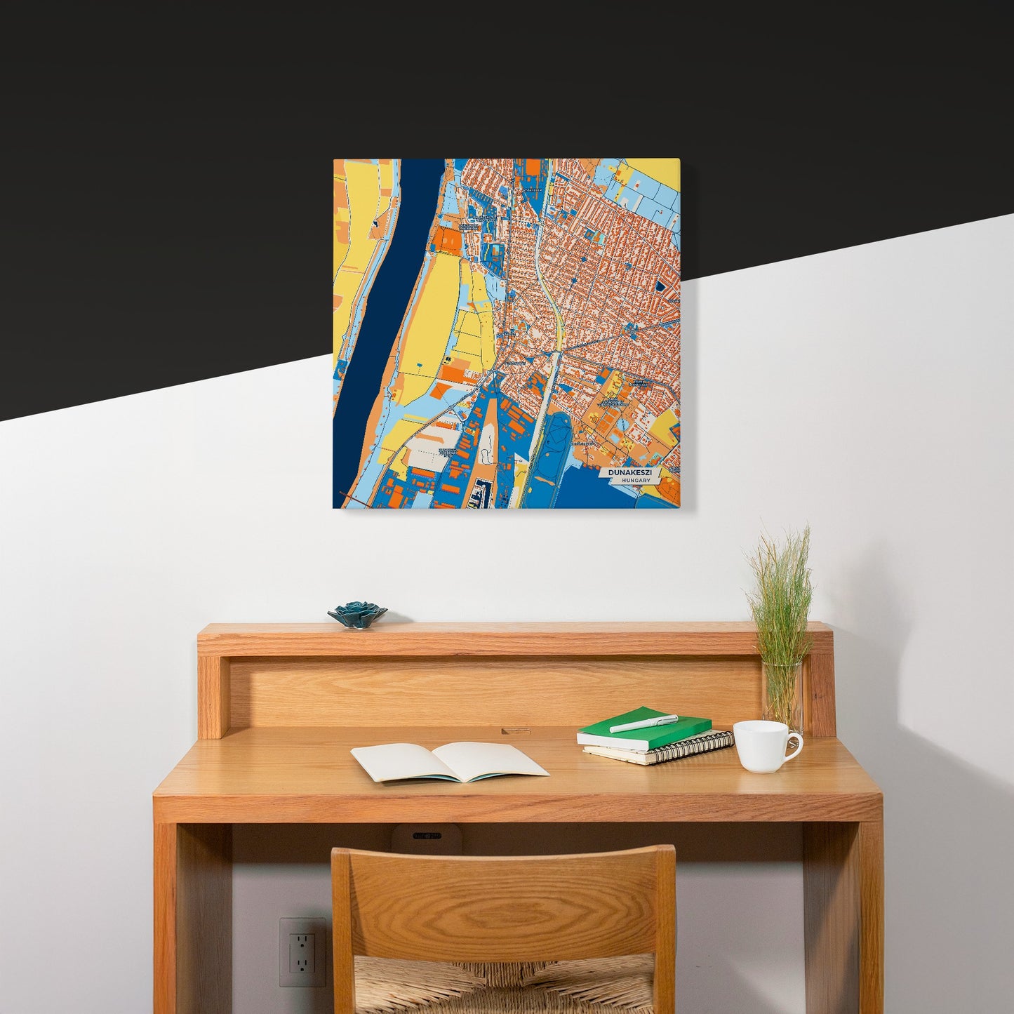 Dunakeszi Hungary Colorful City Map Canvas Print Scene