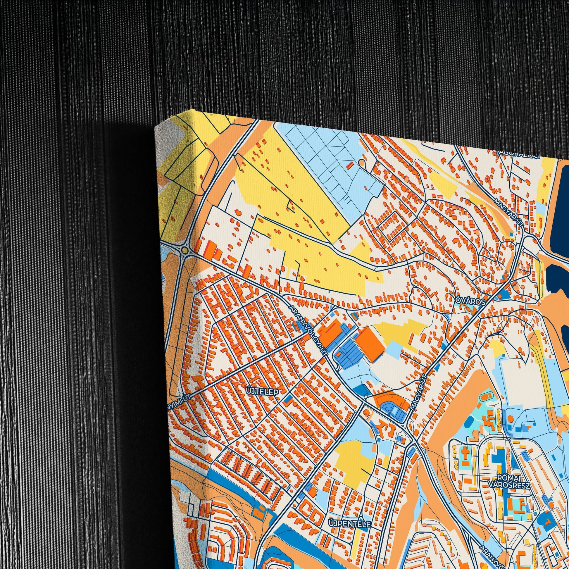 Dunaújváros Hungary Colorful City Map Canvas Print Detail