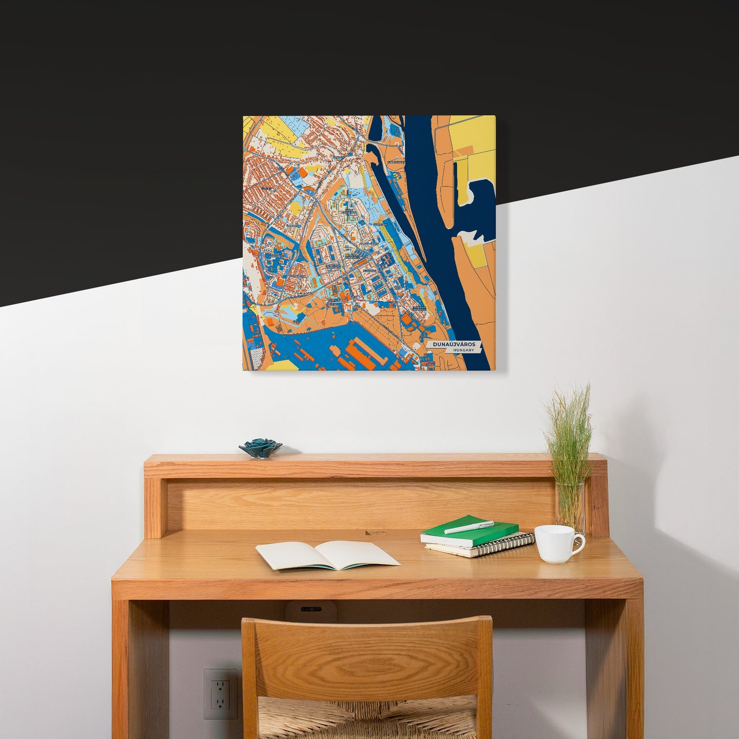 Dunaújváros Hungary Colorful City Map Canvas Print Scene