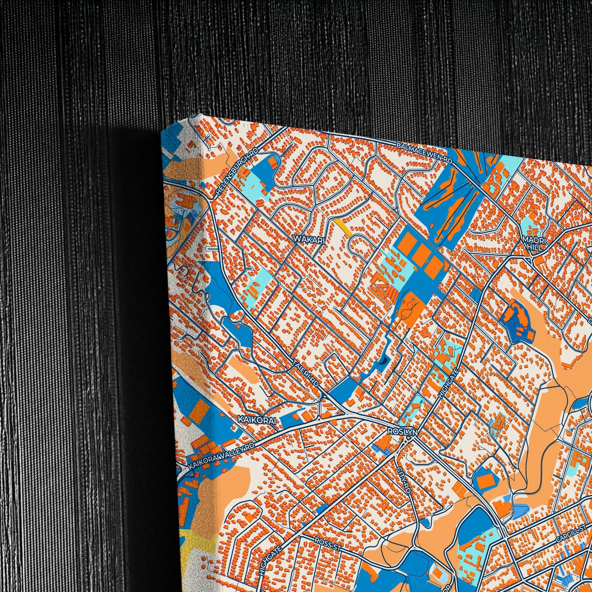 Dunedin New Zealand Colorful City Map Canvas Print Detail