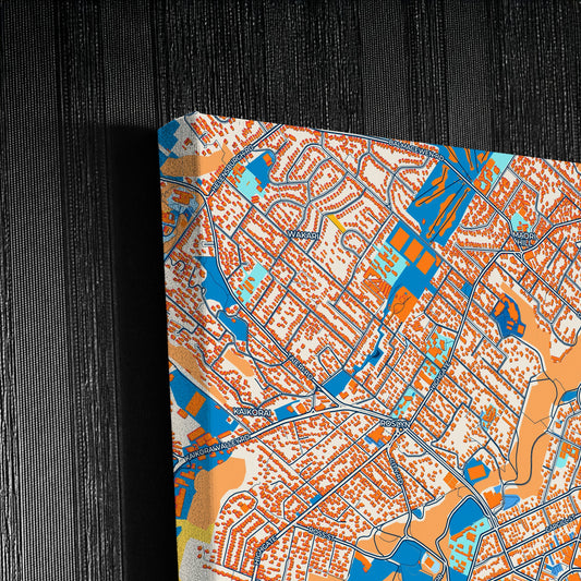 Dunedin New Zealand Colorful City Map Canvas Print Detail