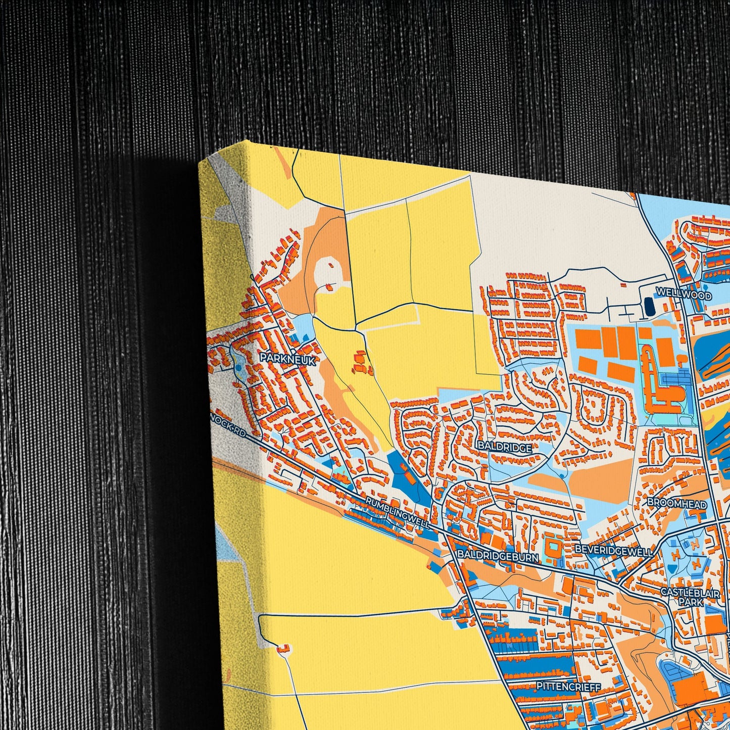Dunfermline Scotland Colorful City Map Canvas Print Detail