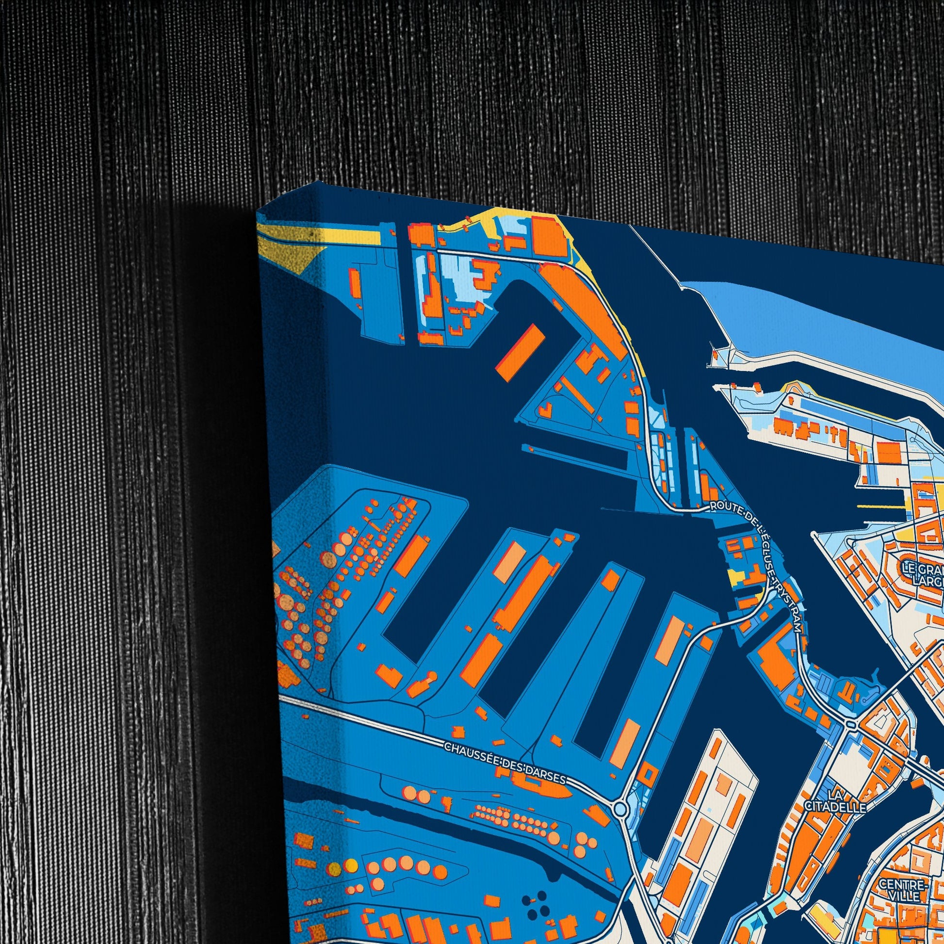 Dunkirk France Colorful City Map Canvas Print Detail