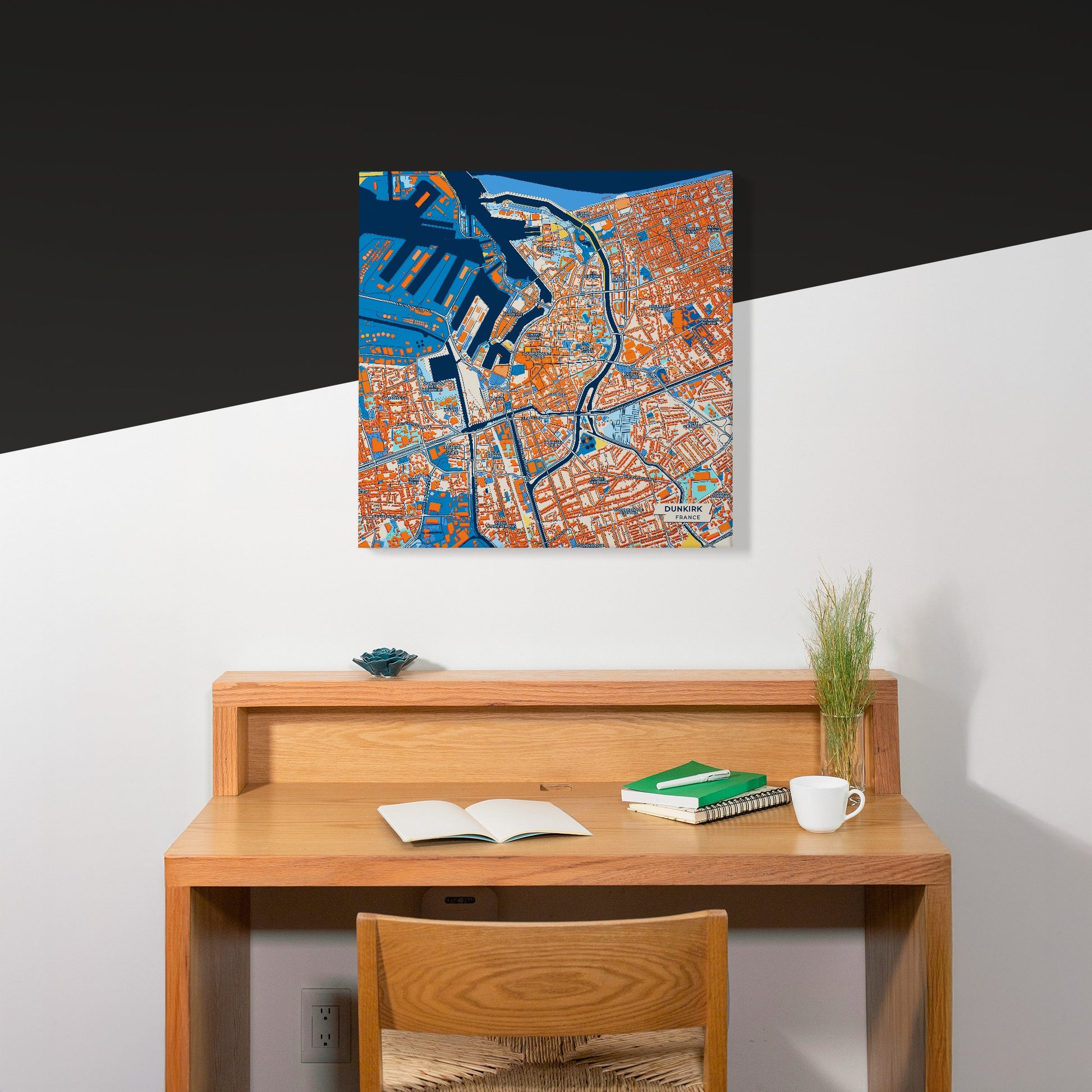 Dunkirk France Colorful City Map Canvas Print Scene