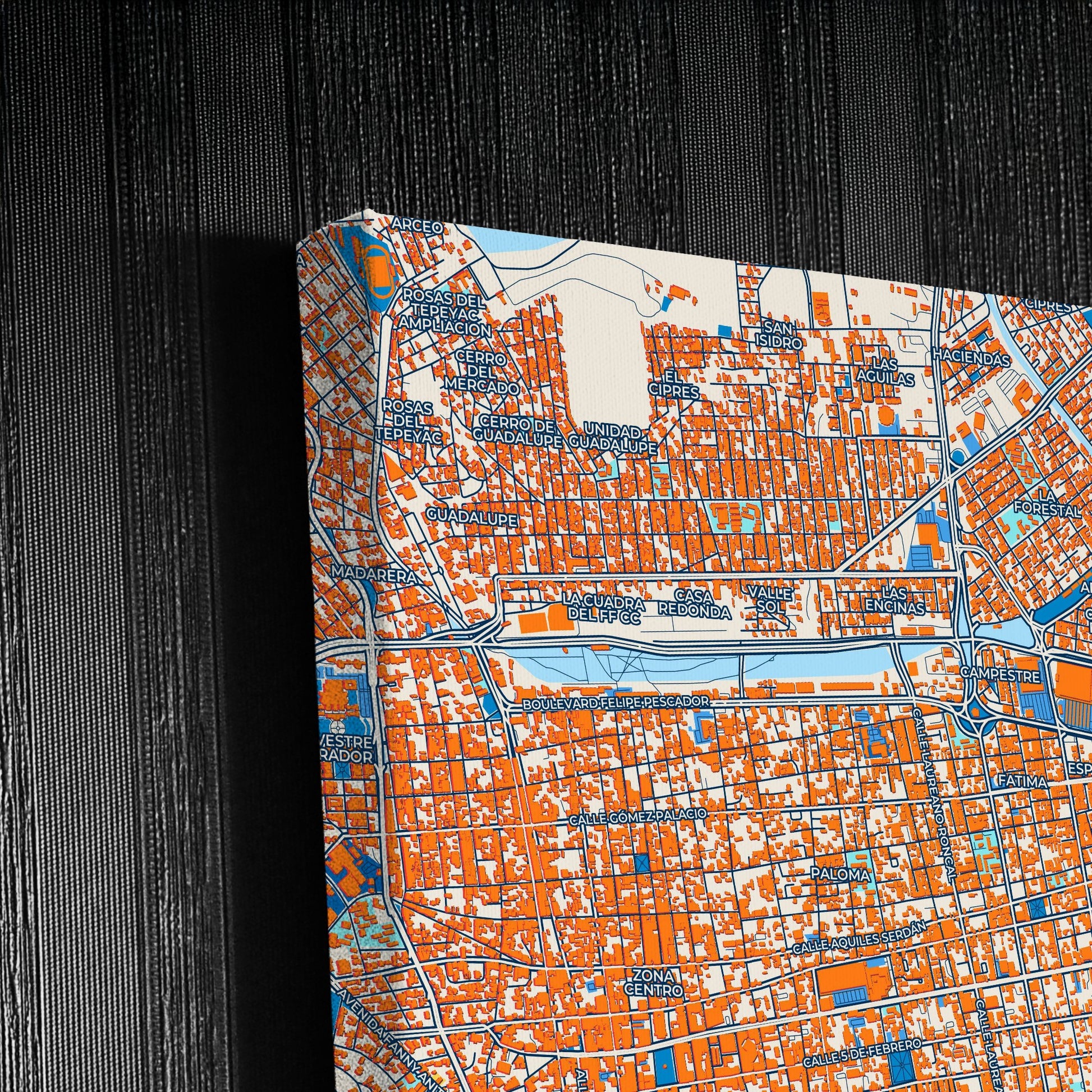 Durango Mexico Colorful City Map Canvas Print Detail
