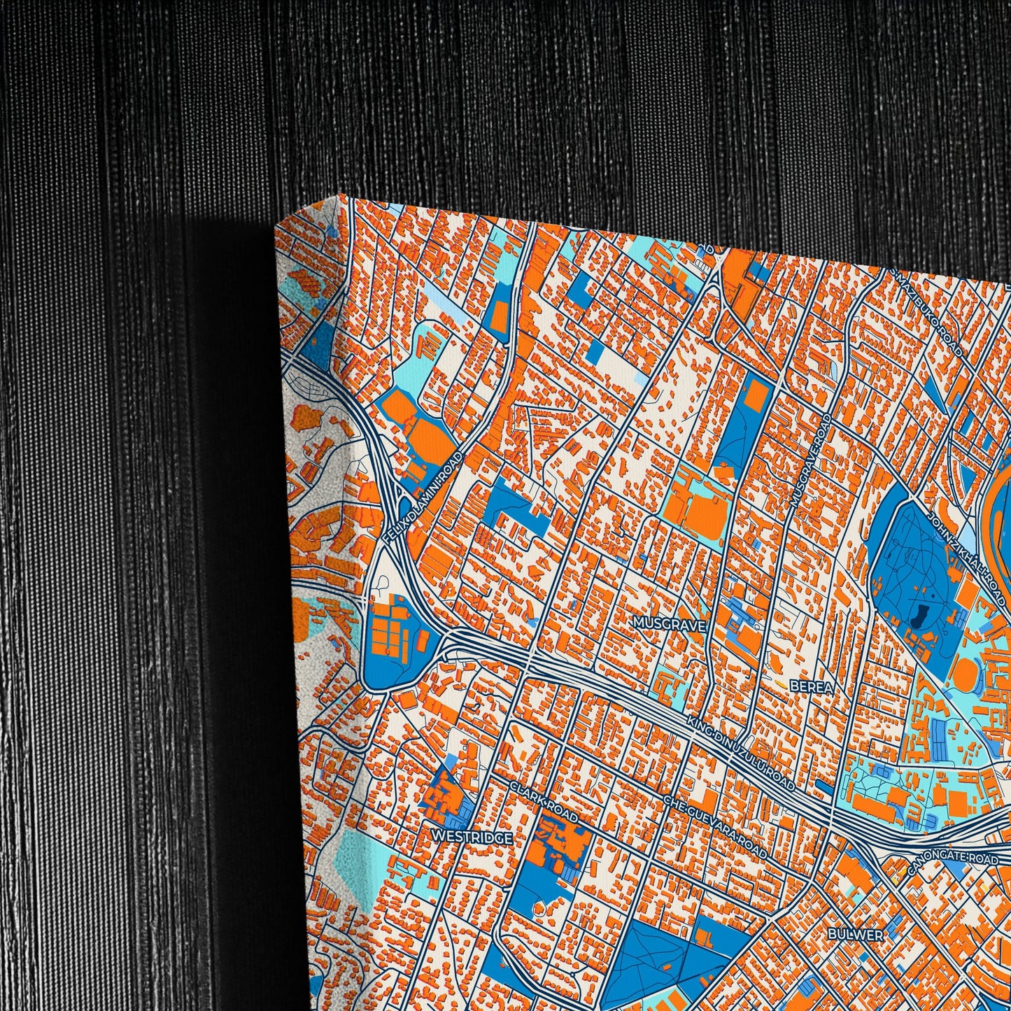 Durban South Africa Colorful City Map Canvas Print Detail