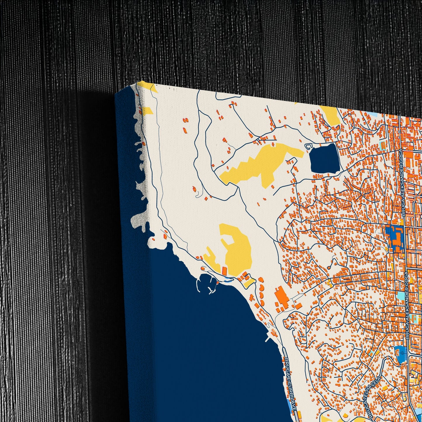 Durrës Albania Colorful City Map Canvas Print Detail