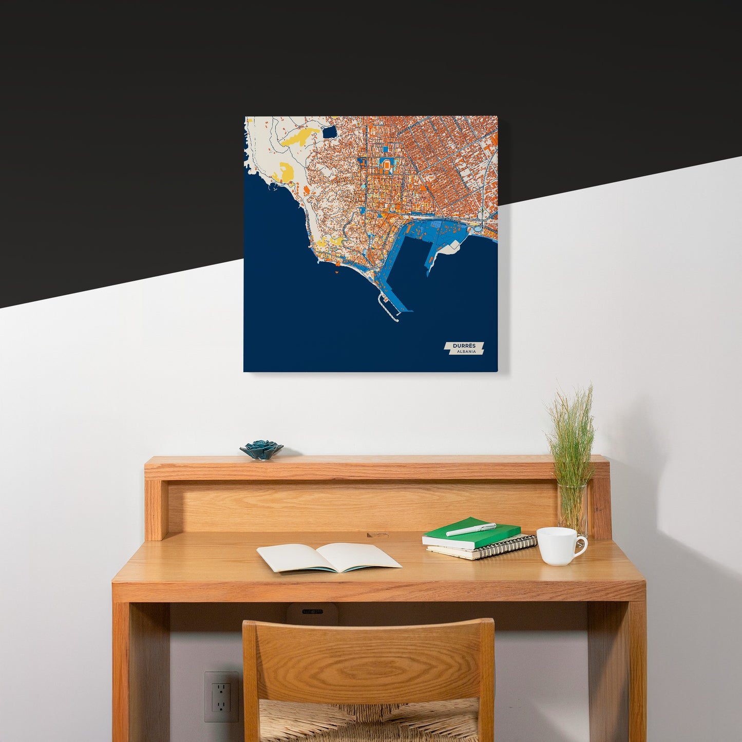 Durrës Albania Colorful City Map Canvas Print Scene