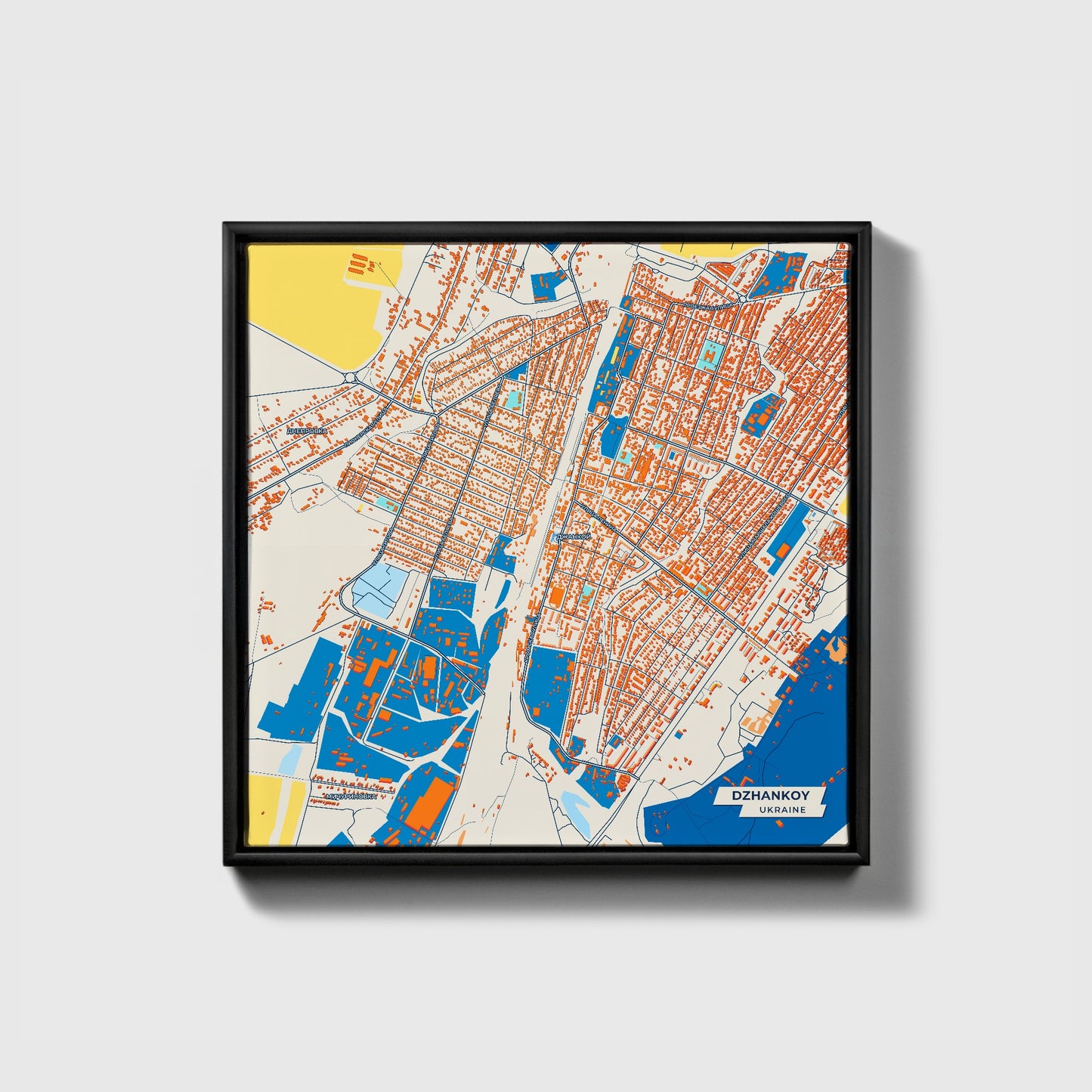 Джанкой Ukraine Colorful City Map Canvas Print • Black Framed