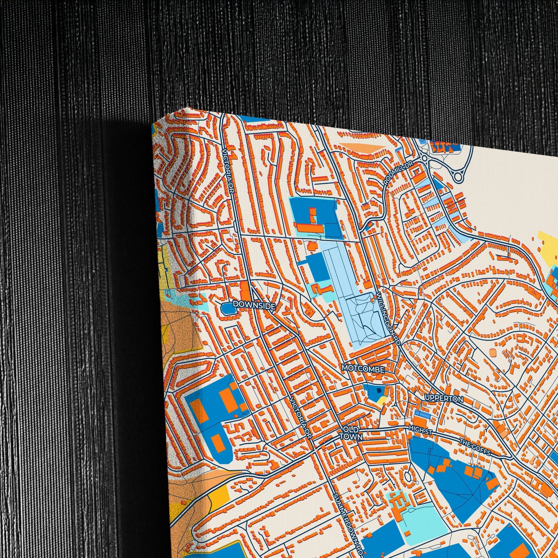 Eastbourne England Colorful City Map Canvas Print Detail