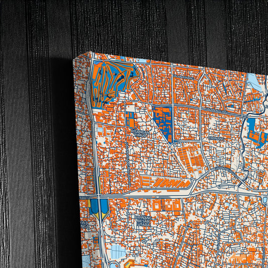 East Jakarta Indonesia Colorful City Map Canvas Print Detail