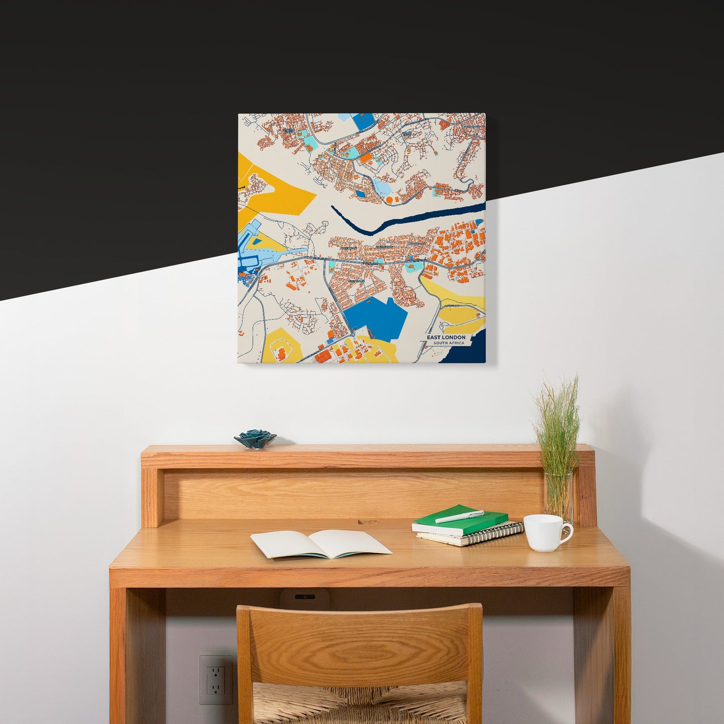 East London South Africa Colorful City Map Canvas Print Scene