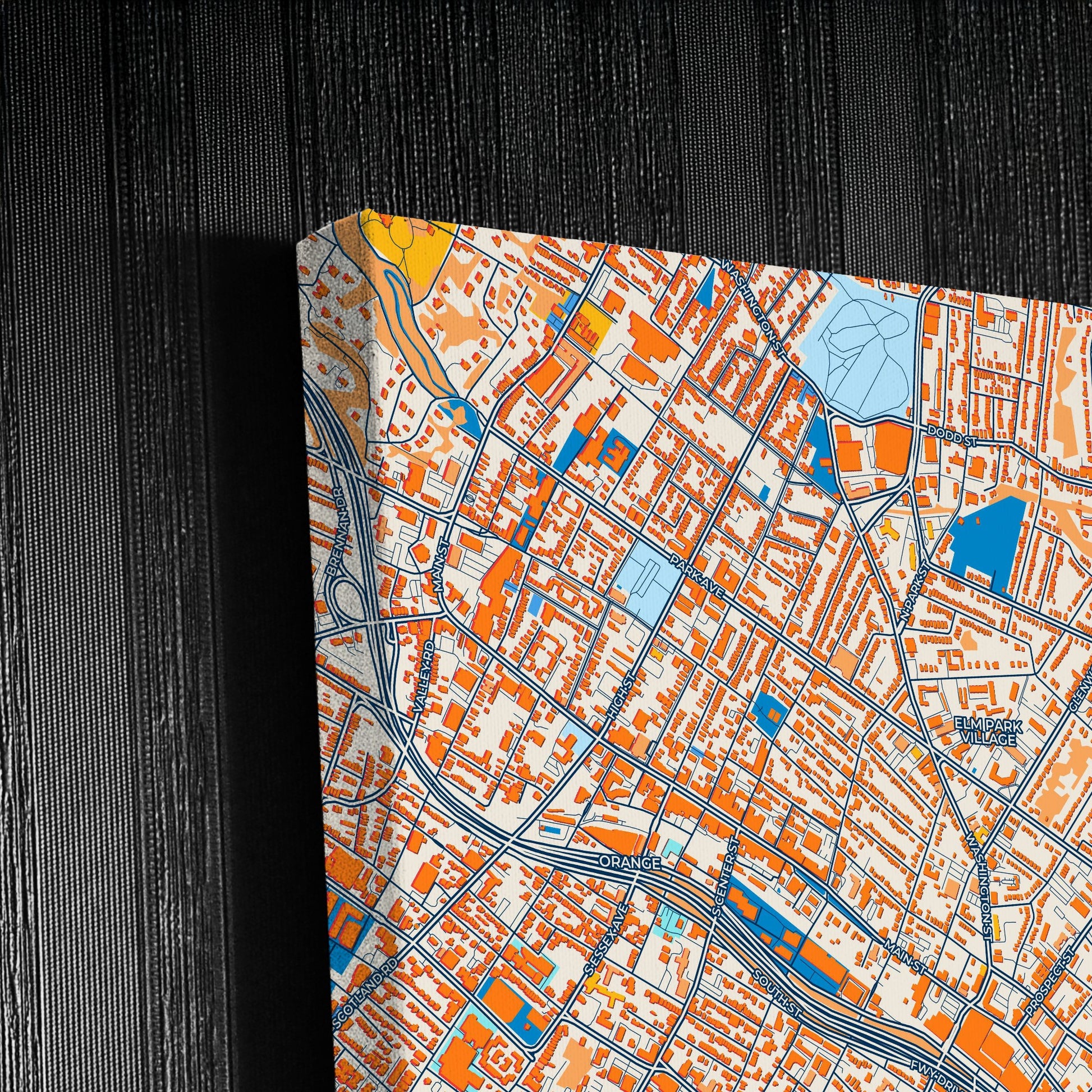 East Orange New Jersey Colorful City Map Canvas Print Detail